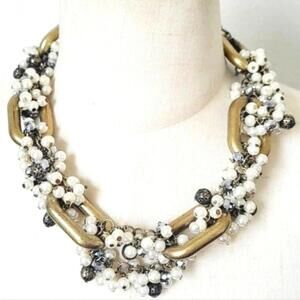 Charming Charlie Filigree Beaded Gold Tone Chain Necklace NWT